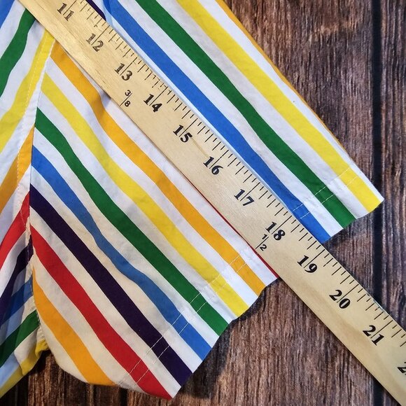 Trinity Collective Button Up Short Sleeve Multicolor Striped Shirt 80s Style 2XL - Picture 7 of 12